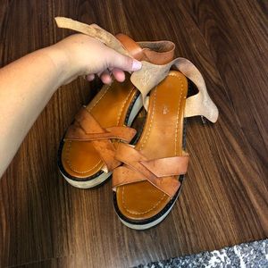 Brown platform sandals
